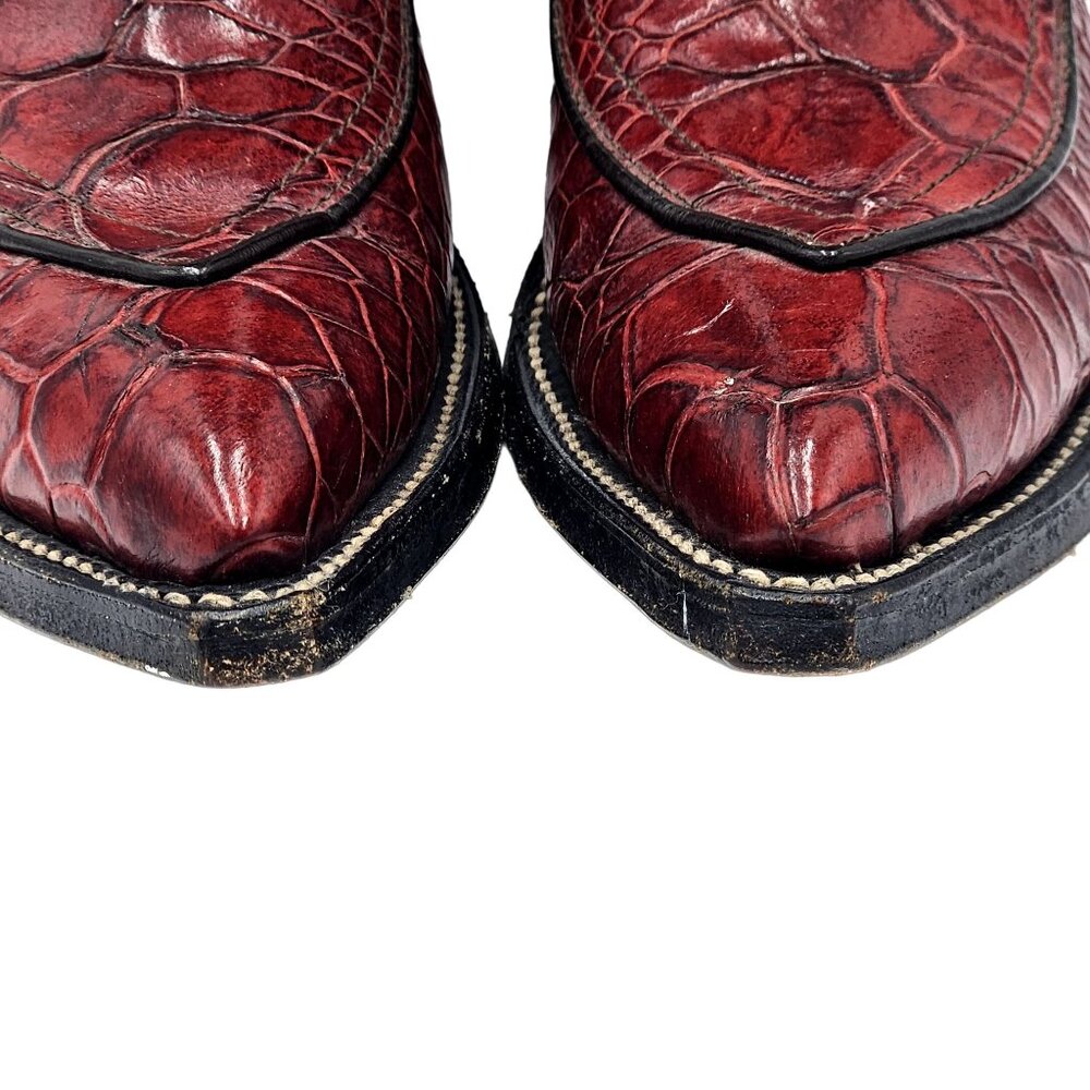 Vintage Preban Exotic Womens 5.5A Dark Cherry Red Black Cowboy Western Boots - Picture 3 of 16